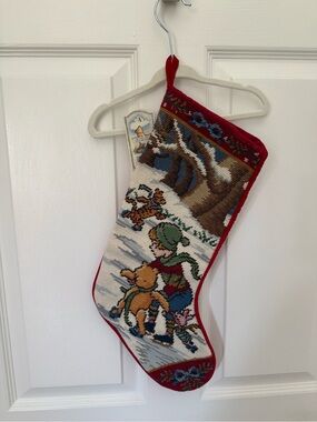 Classic Pooh needlepoint stocking- NEW